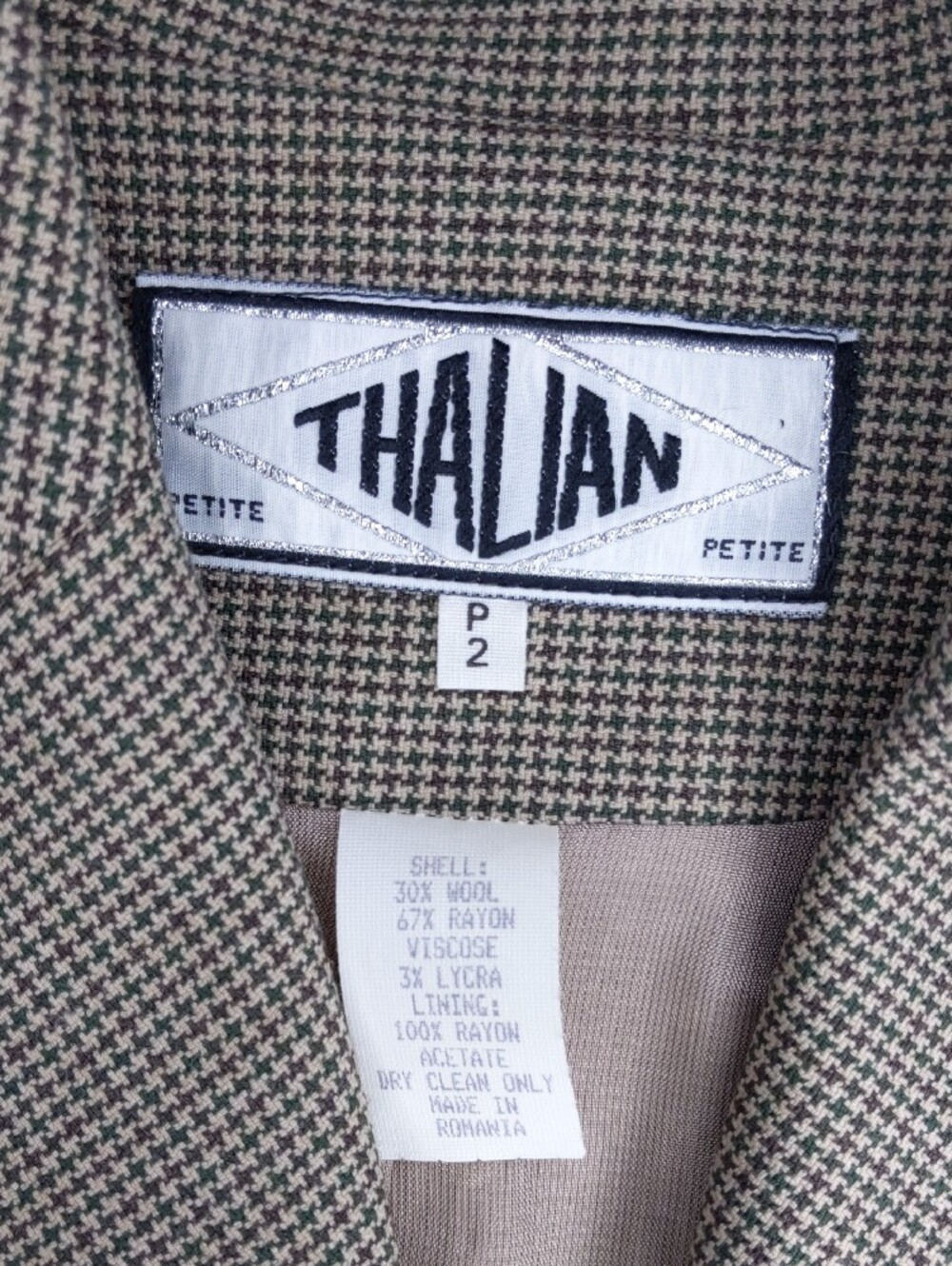 Thalian Petite Houndstooth Blazer & Trouser Set - Black, White & Taupe - Picture 2 of 11